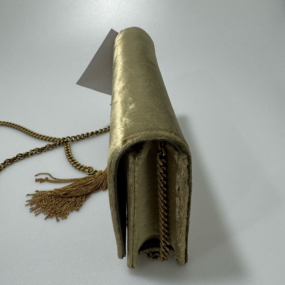 YSL Saint Laurent Kate Tassel Chain Bag Velour Olive Gold - Picture 4 of 10